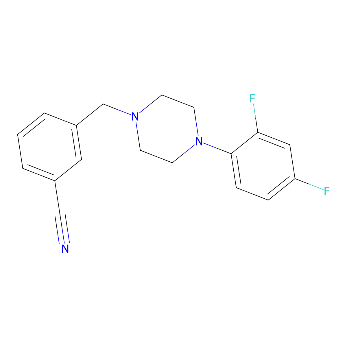 3-{[4-(2,4-Difluorophenyl)piperazin-1-yl]methyl}benzonitrile molecular structure, CAS 540753-08-0