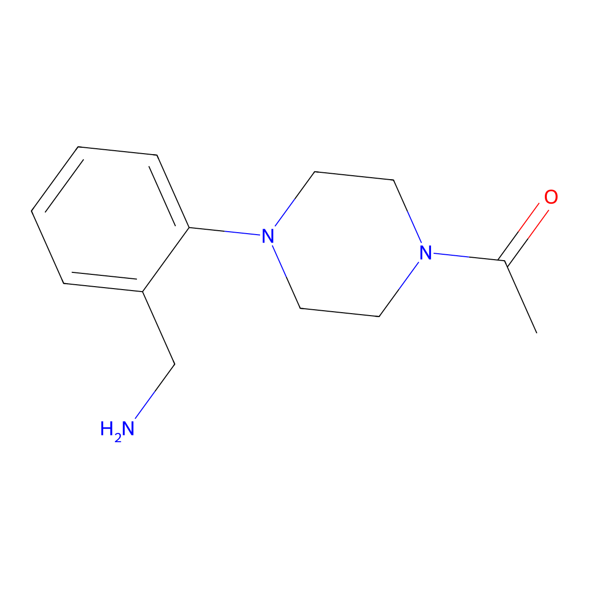1-{4-[2-(Aminomethyl)phenyl]piperazin-1-yl}ethan-1-one molecular structure, CAS 540753-17-1