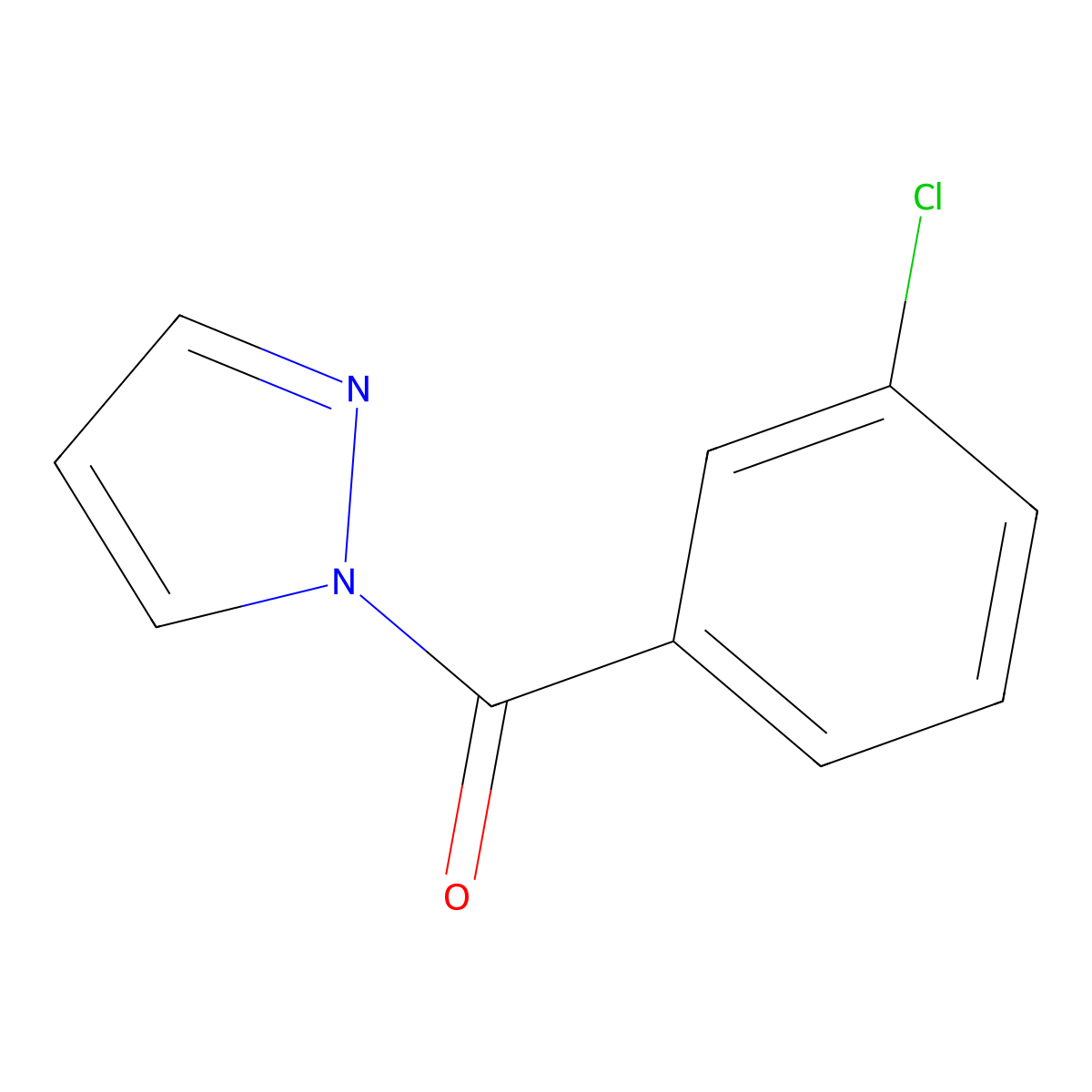 (3-chlorophenyl)(1H-pyrazol-1-yl)methanone molecular structure, CAS 540755-64-4