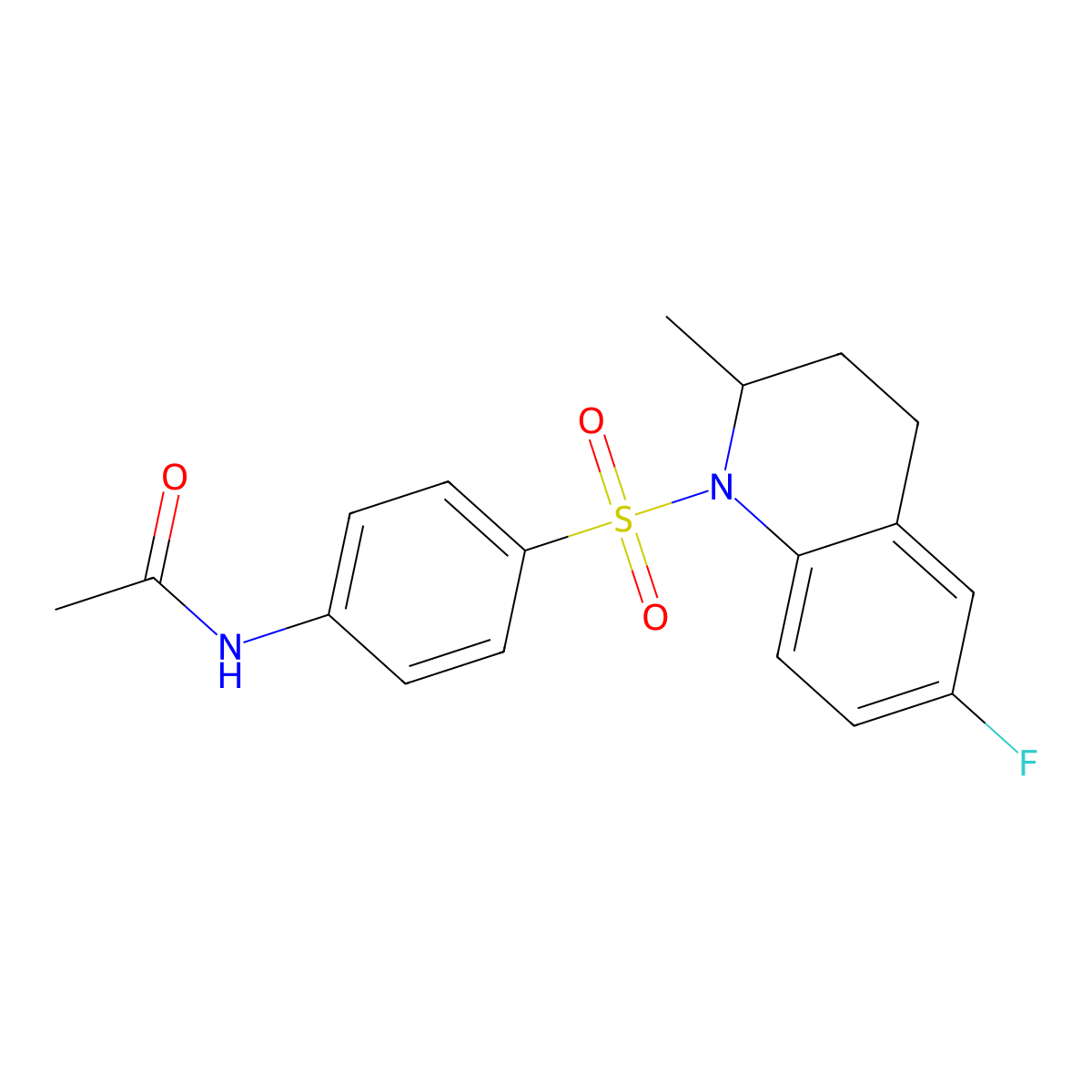 N-{4-[(6-fluoro-2-methyl-3,4-dihydro-1(2H)-quinolinyl)sulfonyl]phenyl}acetamide molecular structure, CAS 540756-34-1