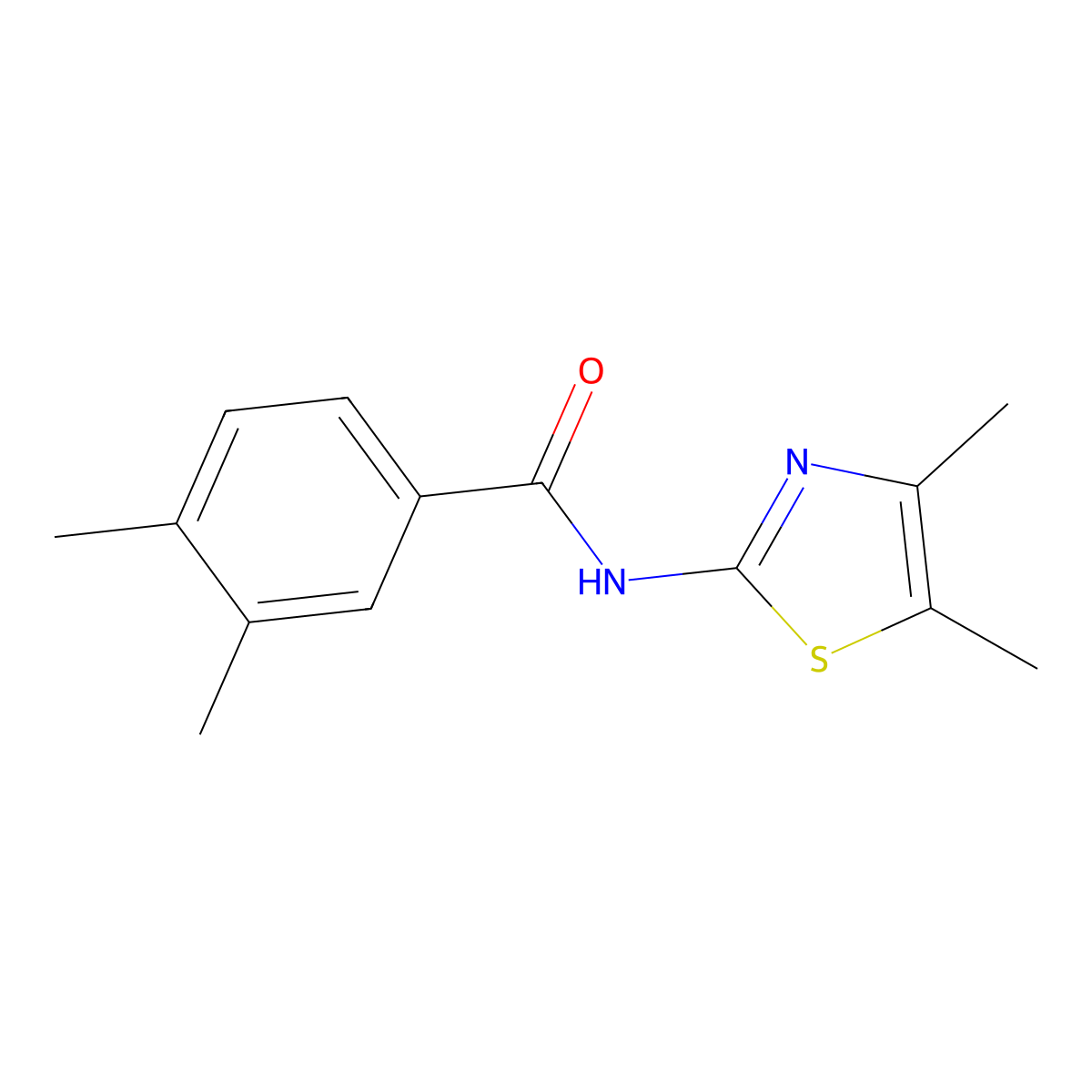N-(4,5-dimethyl-1,3-thiazol-2-yl)-3,4-dimethylbenzamide molecular structure, CAS 540756-86-3