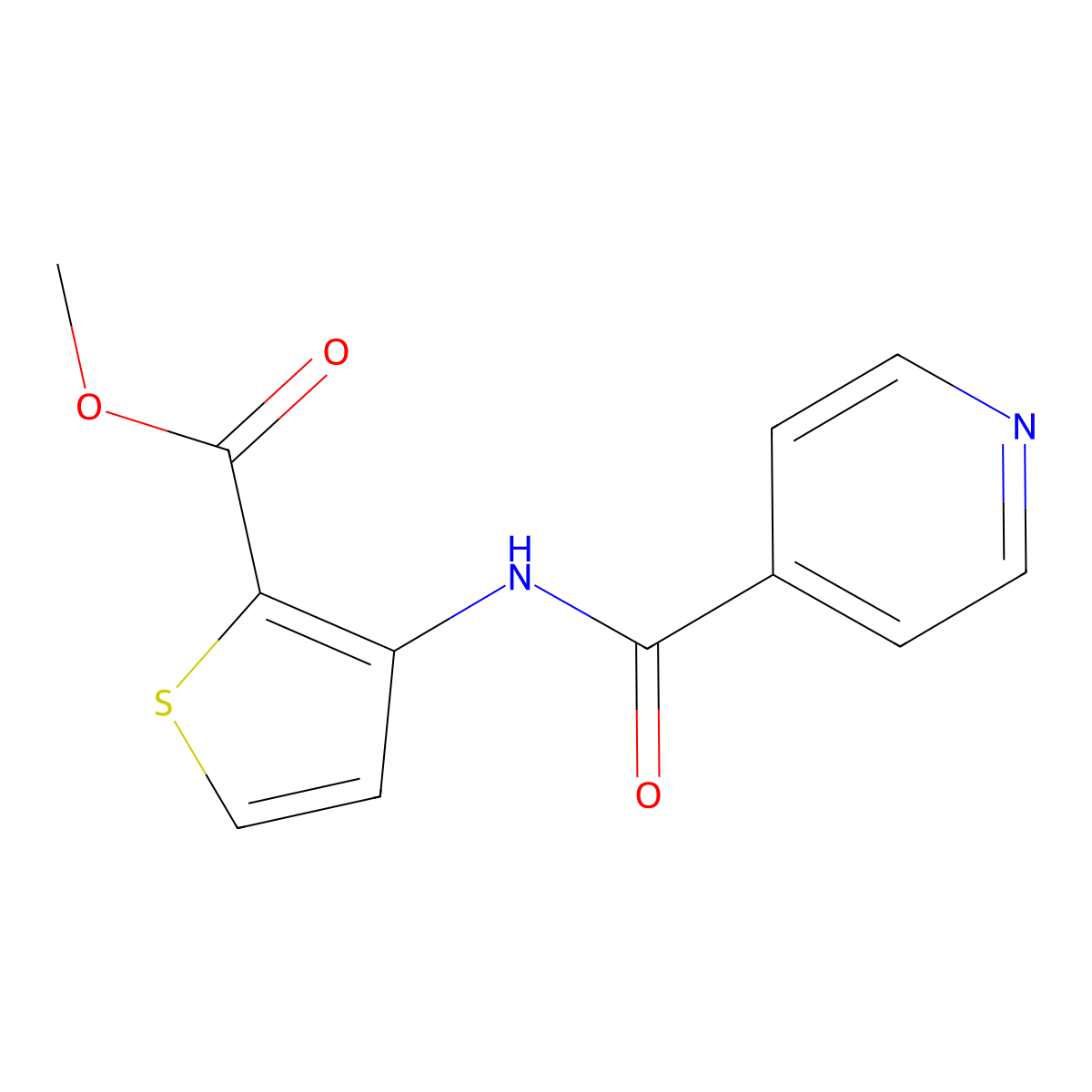 Methyl 3-(isonicotinamido)thiophene-2-carboxylate molecular structure, CAS 540757-87-7