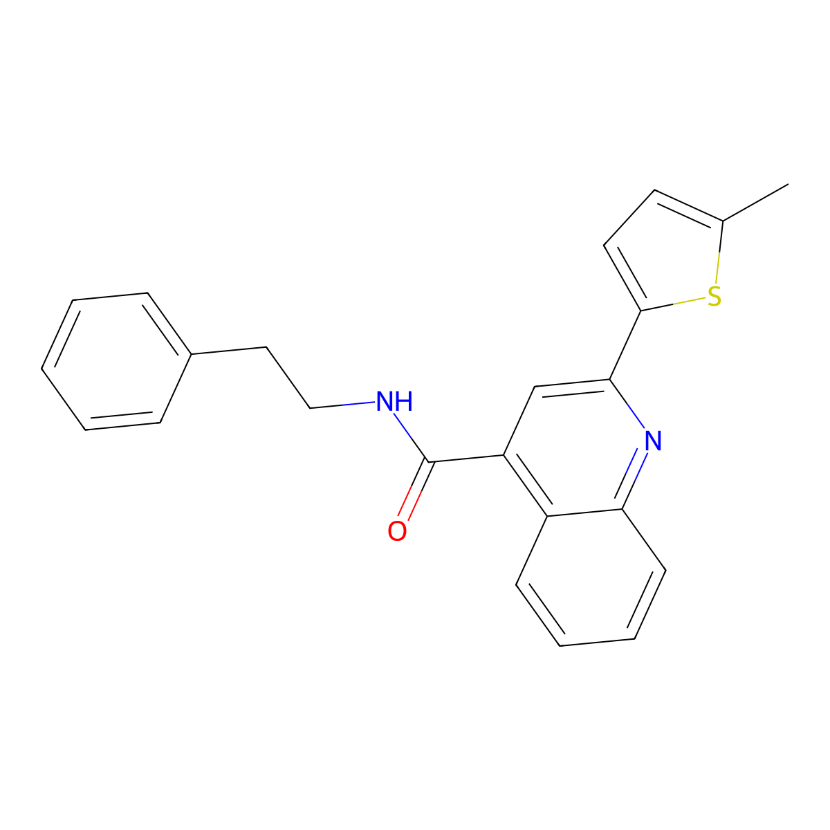 2-(5-methylthiophen-2-yl)-N-(2-phenylethyl)quinoline-4-carboxamide molecular structure, CAS 540758-21-2
