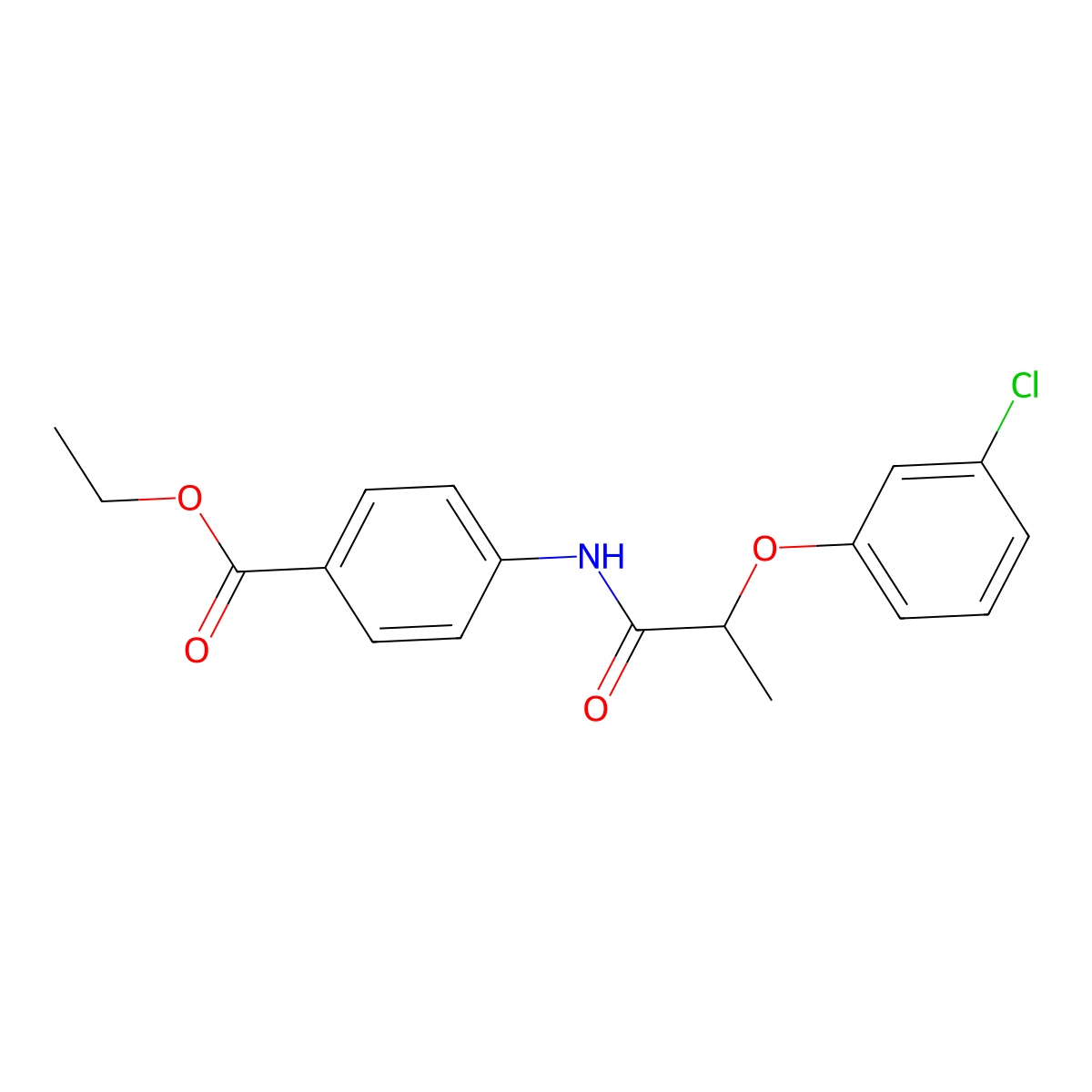 Ethyl 4-[2-(3-chlorophenoxy)propanoylamino]benzoate molecular structure, CAS 540758-68-7