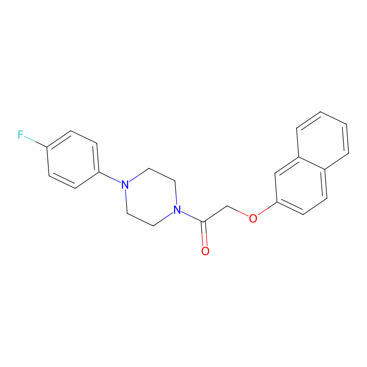 1-[4-(4-Fluorophenyl)piperazin-1-yl]-2-naphthalen-2-yloxyethanone molecular structure, CAS 540759-62-4