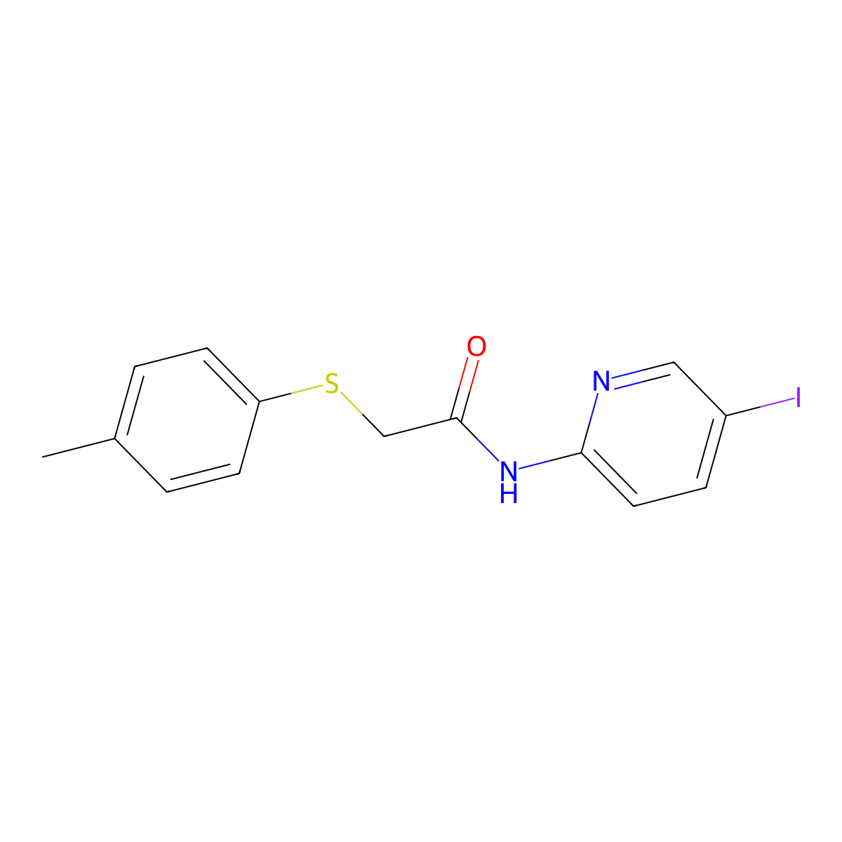 N-(5-iodopyridin-2-yl)-2-(p-tolylthio)acetamide molecular structure, CAS 540760-23-4
