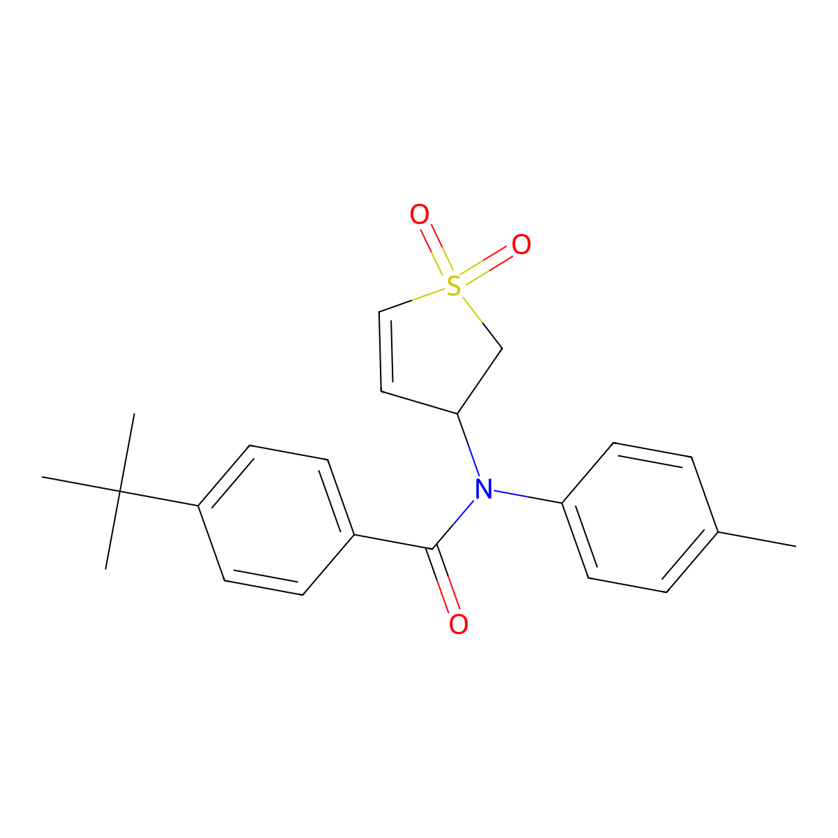 4-(tert-butyl)-N-(1,1-dioxido-2,3-dihydrothiophen-3-yl)-N-(p-tolyl)benzamide molecular structure, CAS 540760-26-7