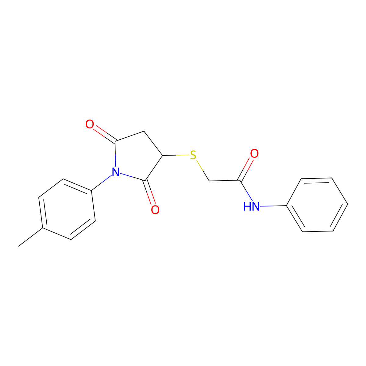 2-((2,5-dioxo-1-(p-tolyl)pyrrolidin-3-yl)thio)-N-phenylacetamide molecular structure, CAS 540761-19-1