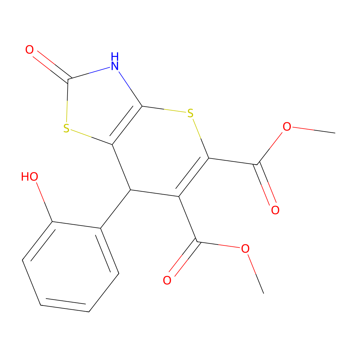 7-(2-Hydroxy-phenyl)-2-oxo-3,7-dihydro-2H-thiopyrano[2,3-d]thiazole-5,6-dicarboxylic acid dimethyl ester molecular structure, CAS 540763-49-3