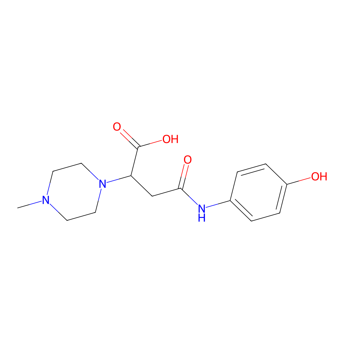 4-((4-Hydroxyphenyl)amino)-2-(4-methylpiperazin-1-yl)-4-oxobutanoic acid molecular structure, CAS 540763-80-2