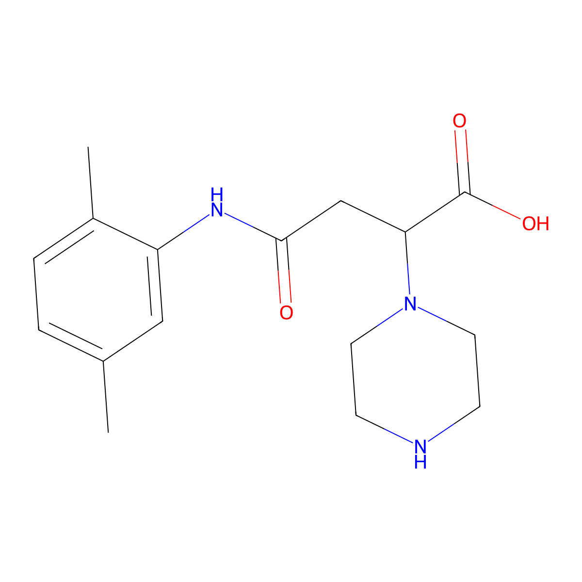 4-(2,5-Dimethylanilino)-4-oxo-2-piperazin-1-ylbutanoic acid molecular structure, CAS 540763-92-6