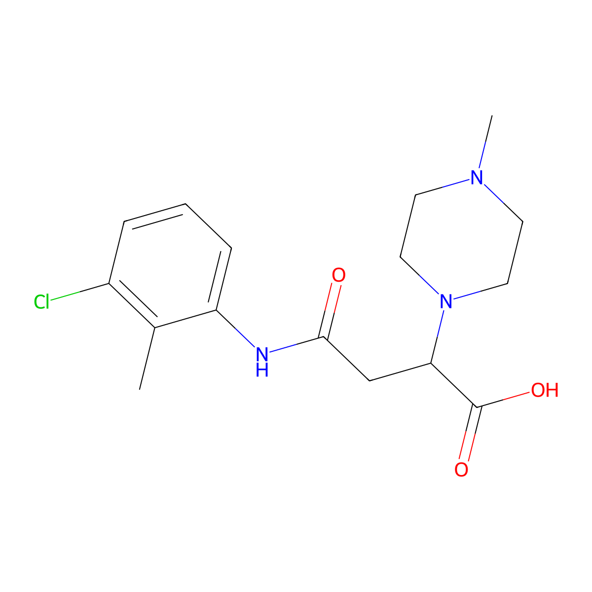 4-((3-Chloro-2-methylphenyl)amino)-2-(4-methylpiperazin-1-yl)-4-oxobutanoic acid molecular structure, CAS 540763-96-0