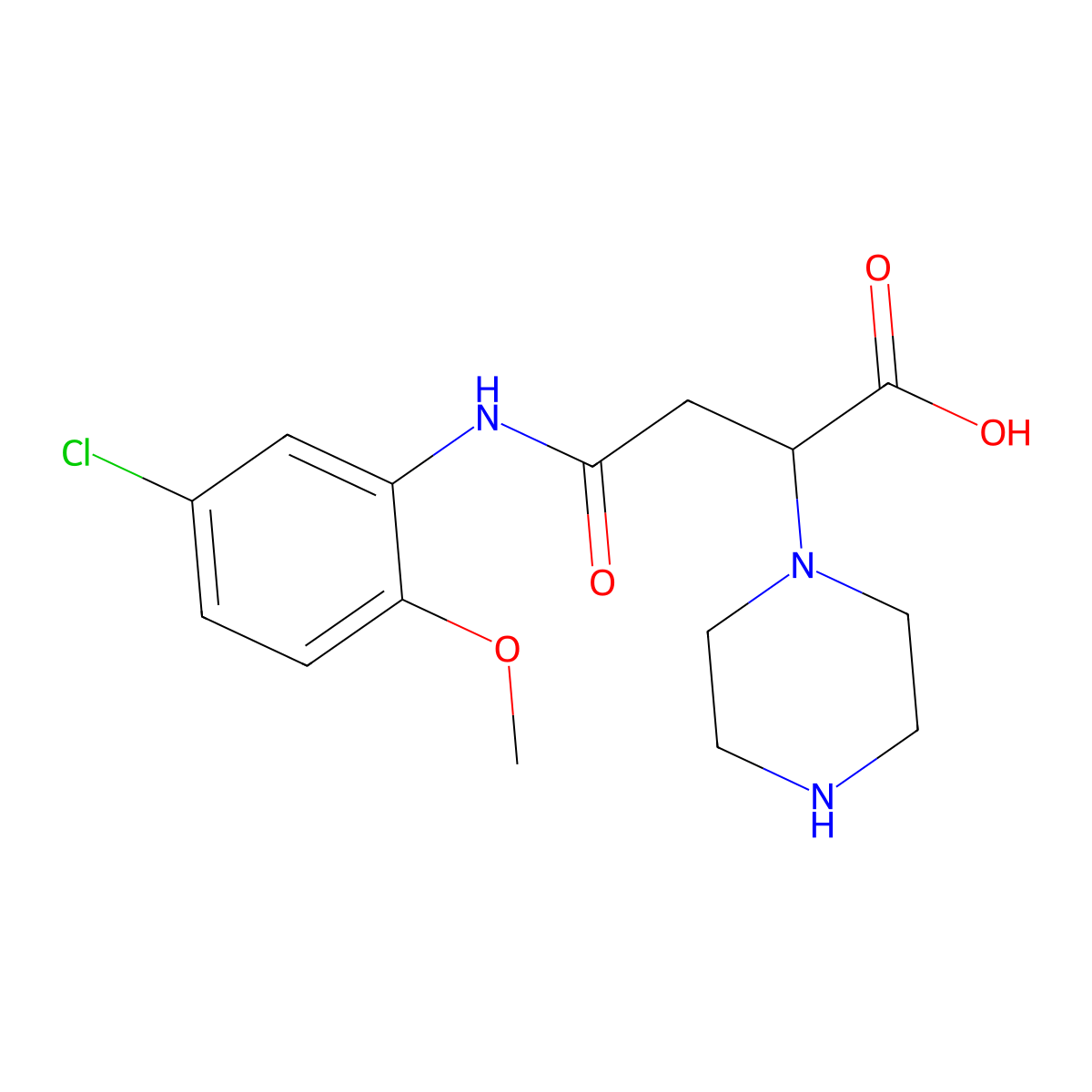 3-[N-(5-chloro-2-methoxyphenyl)carbamoyl]-2-piperazinylpropanoic acid molecular structure, CAS 540764-06-5