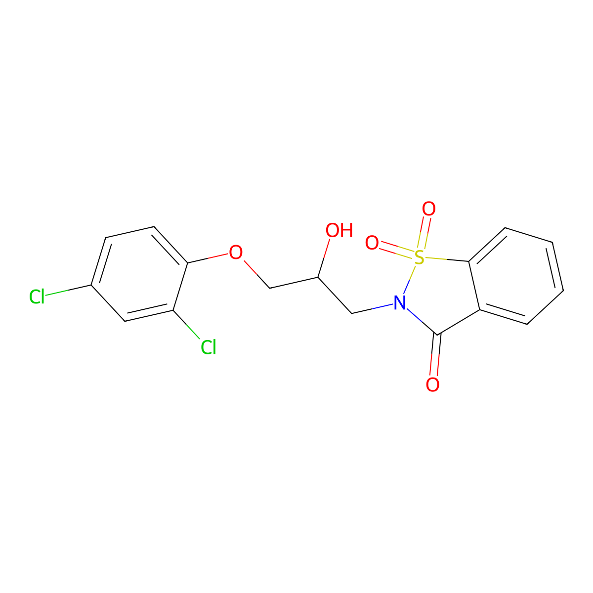 2-(3-(2,4-dichlorophenoxy)-2-hydroxypropyl)benzo[d]isothiazol-3(2H)-one 1,1-dioxide molecular structure, CAS 540770-85-2