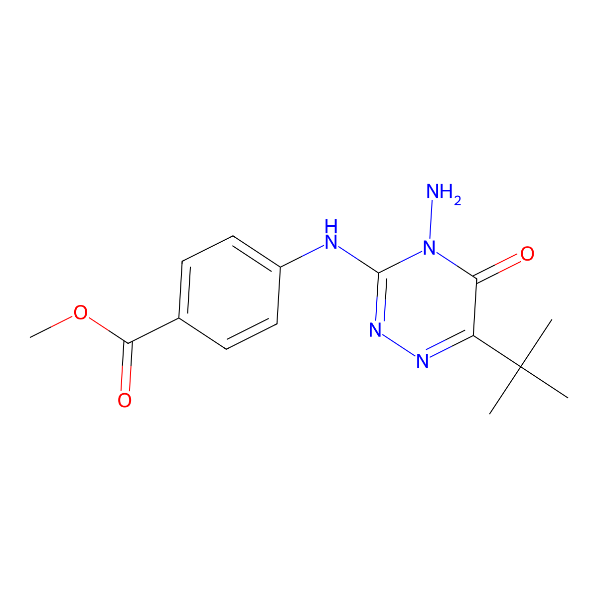 Methyl 4-((4-amino-6-(tert-butyl)-5-oxo-4,5-dihydro-1,2,4-triazin-3-yl)amino)benzoate molecular structure, CAS 540771-15-1
