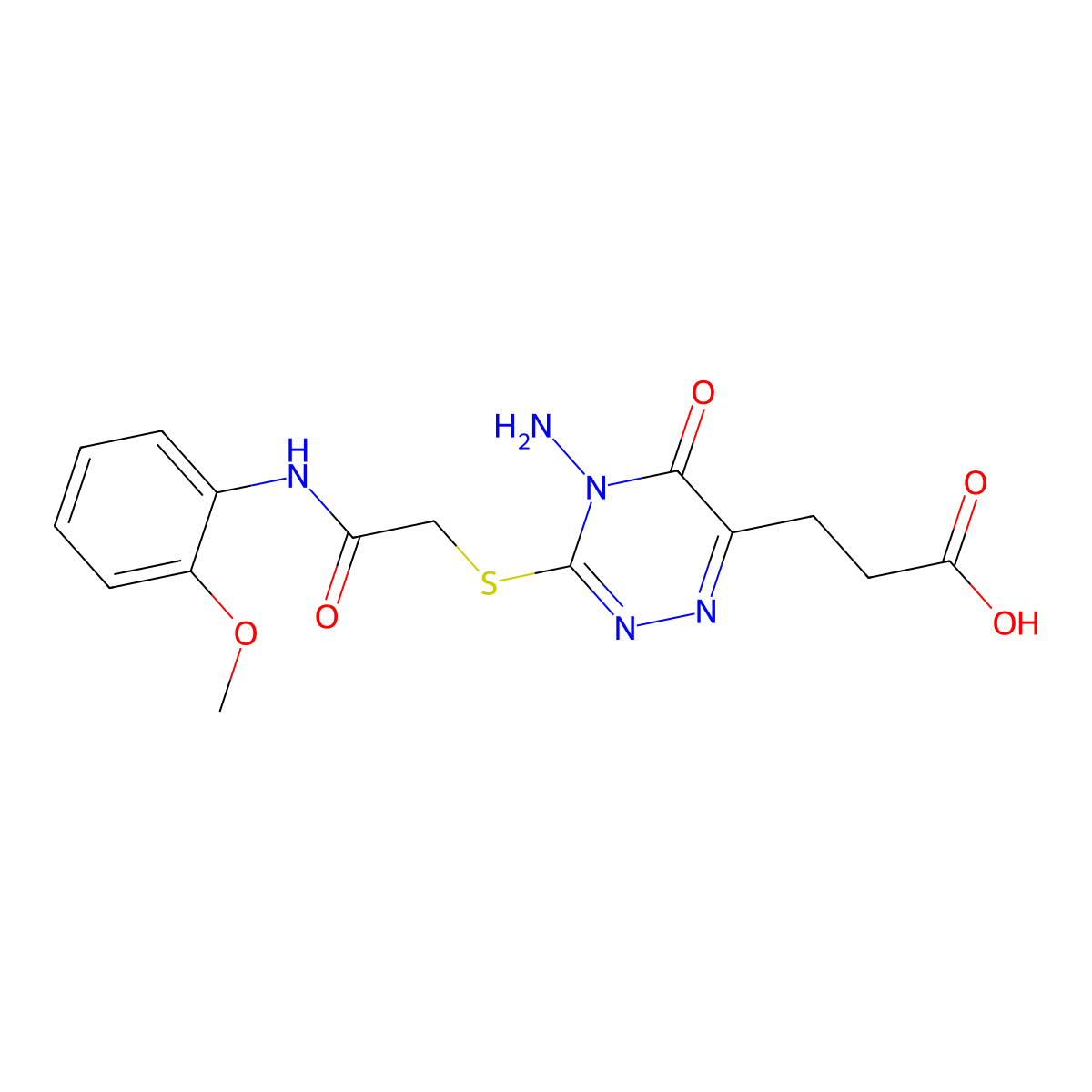 3-(4-Amino-3-((2-((2-methoxyphenyl)amino)-2-oxoethyl)thio)-5-oxo-4,5-dihydro-1,2,4-triazin-6-yl)propanoic acid molecular structure, CAS 540771-29-7