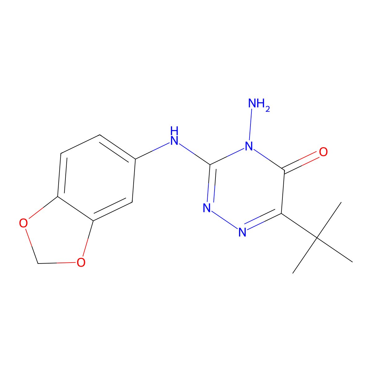 4-amino-3-(benzo[d][1,3]dioxol-5-ylamino)-6-(tert-butyl)-1,2,4-triazin-5(4H)-one molecular structure, CAS 540771-59-3