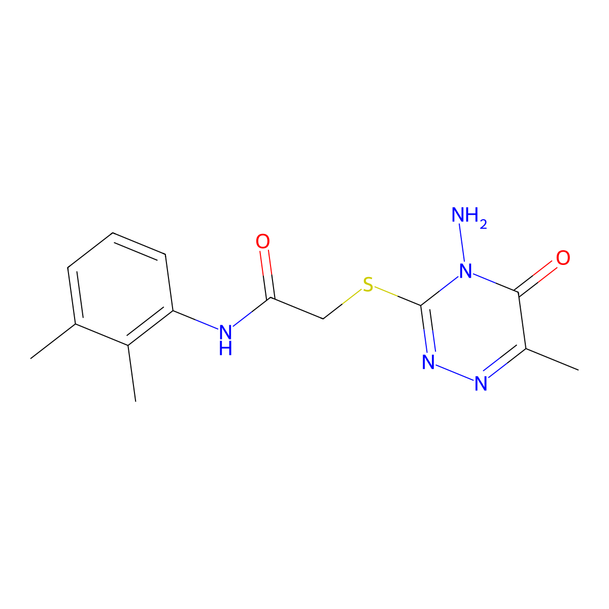 2-[(4-amino-6-methyl-5-oxo-1,2,4-triazin-3-yl)sulfanyl]-N-(2,3-dimethylphenyl)acetamide molecular structure, CAS 540771-85-5