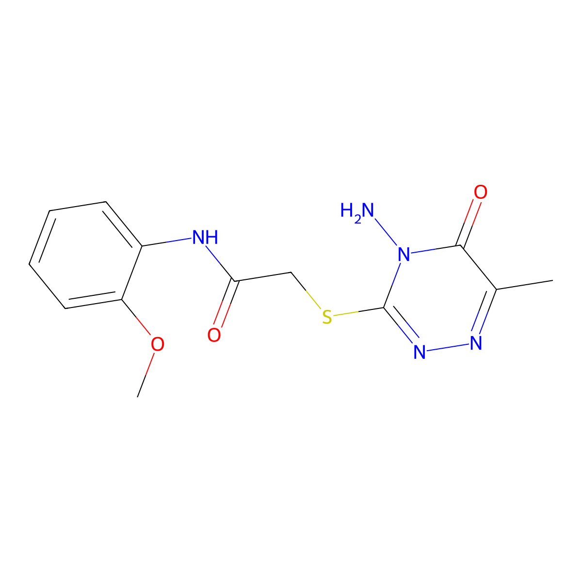 2-[(4-amino-6-methyl-5-oxo-4,5-dihydro-1,2,4-triazin-3-yl)sulfanyl]-N-(2-methoxyphenyl)acetamide molecular structure, CAS 540772-33-6