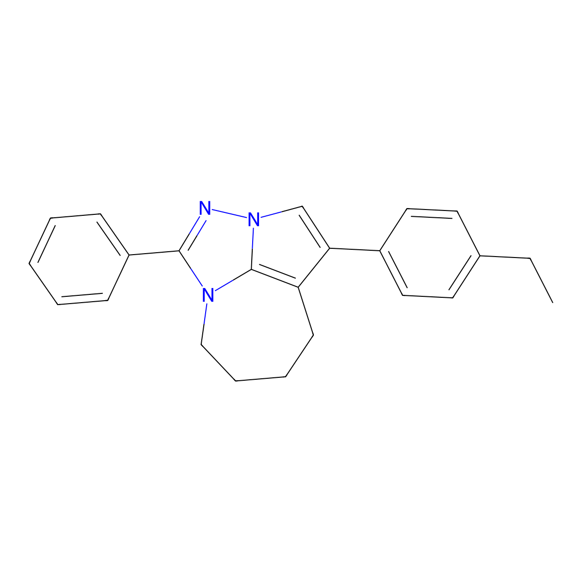 1-(4-Ethylphenyl)-4-phenyl-5,6,7,8-tetrahydro-2a,3,4a-triazacyclopenta[cd]azulene molecular structure, CAS 540772-69-8