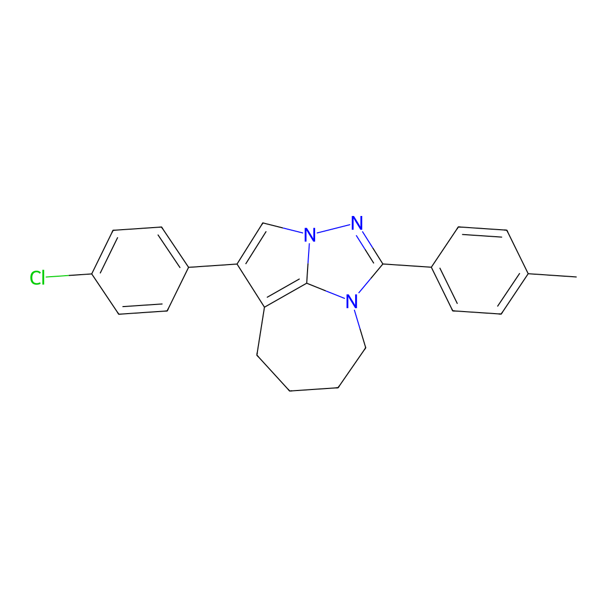 1-(4-Chlorophenyl)-4-(p-tolyl)-5,6,7,8-tetrahydro-2a,3,4a-triazacyclopenta[cd]azulene molecular structure, CAS 540773-52-2