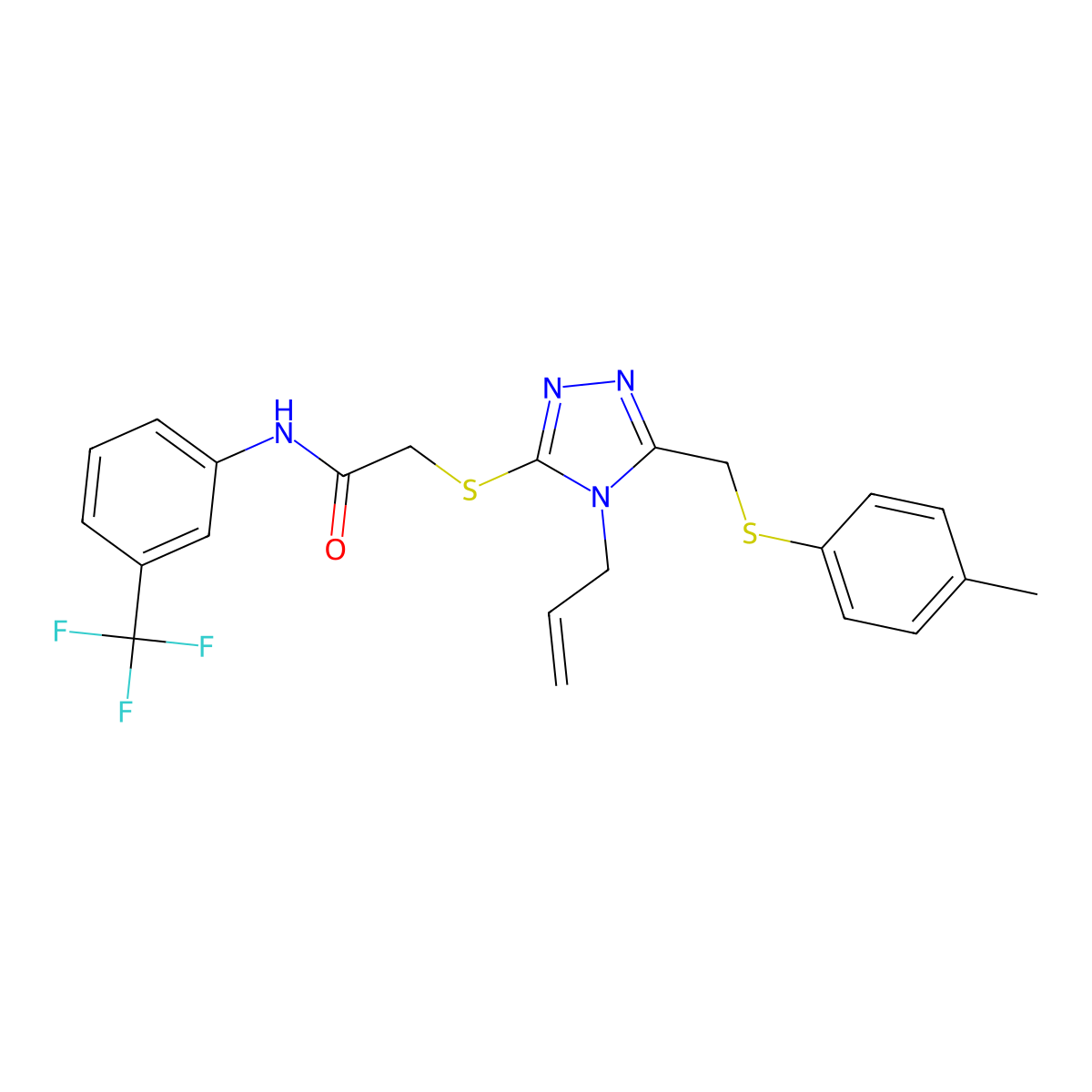 2-[(4-Allyl-5-{[(4-methylphenyl)sulfanyl]methyl}-4H-1,2,4-triazol-3-YL)sulfanyl]-N-[3-(trifluoromethyl)phenyl]acetamide molecular structure, CAS 540775-00-6