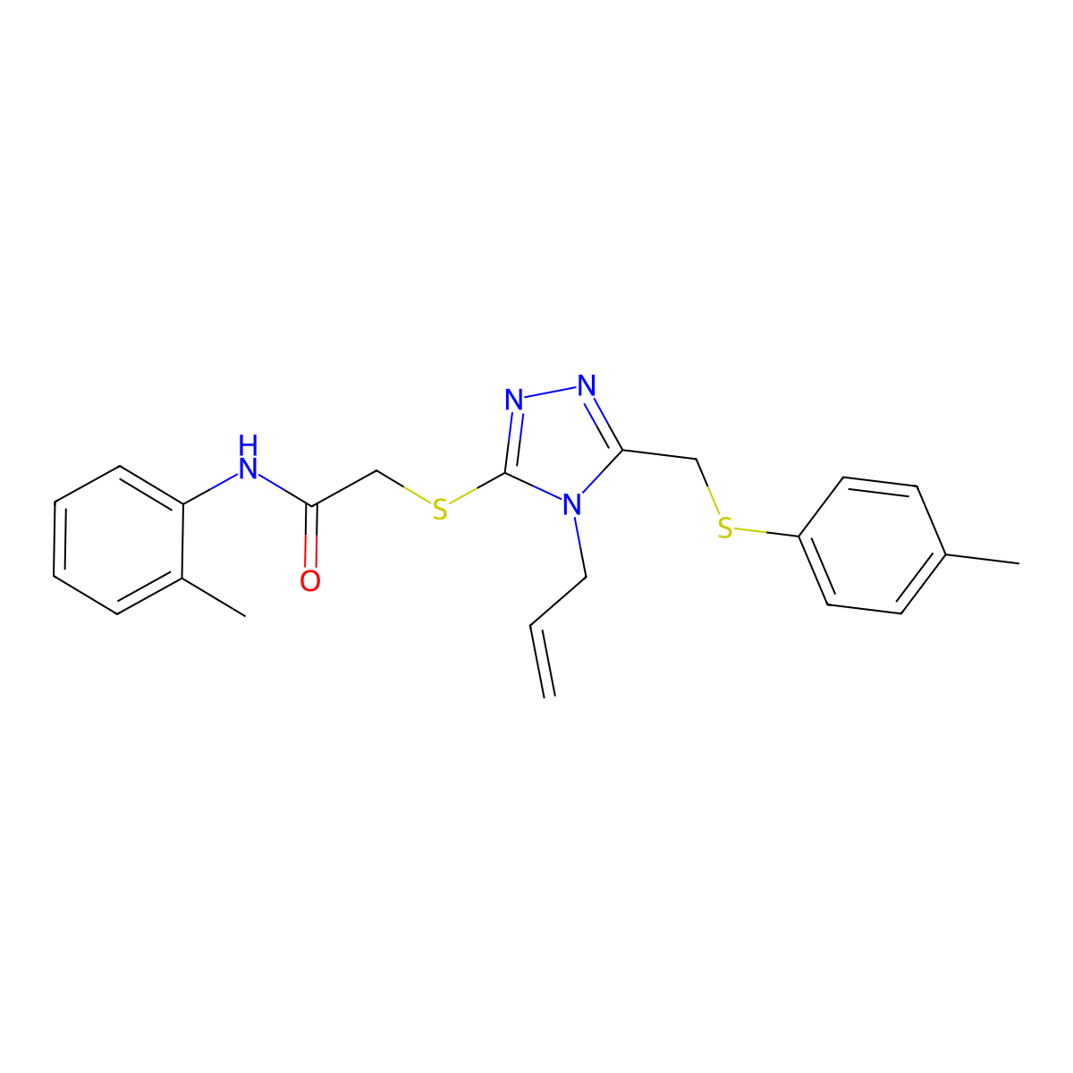 2-[(4-Allyl-5-{[(4-methylphenyl)sulfanyl]methyl}-4H-1,2,4-triazol-3-YL)sulfanyl]-N-(2-methylphenyl)acetamide molecular structure, CAS 540775-03-9