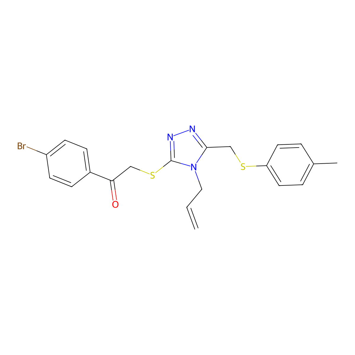 2-((4-Allyl-5-(((4-methylphenyl)sulfanyl)methyl)-4H-1,2,4-triazol-3-YL)sulfanyl)-1-(4-bromophenyl)ethanone molecular structure, CAS 540775-05-1