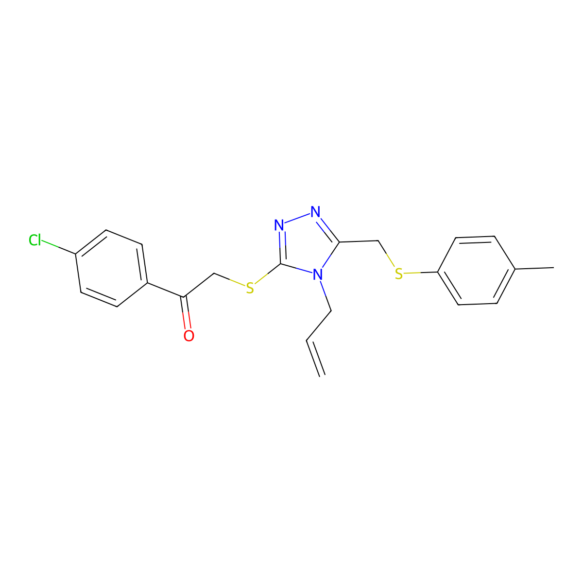 2-((4-Allyl-5-(((4-methylphenyl)sulfanyl)methyl)-4H-1,2,4-triazol-3-YL)sulfanyl)-1-(4-chlorophenyl)ethanone molecular structure, CAS 540775-07-3