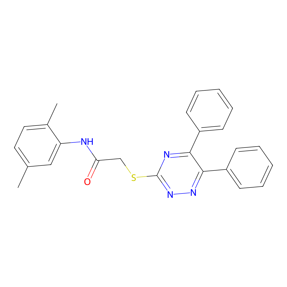 N-(2,5-dimethylphenyl)-2-[(5,6-diphenyl-1,2,4-triazin-3-yl)sulfanyl]acetamide molecular structure, CAS 540775-71-1