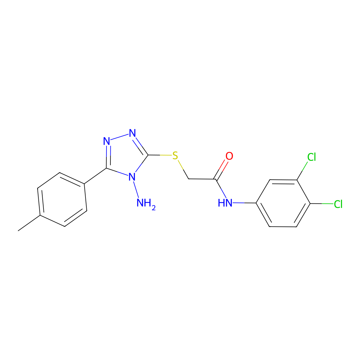 2-[4-amino-5-(4-methylphenyl)(1,2,4-triazol-3-ylthio)]-N-(3,4-dichlorophenyl)a cetamide molecular structure, CAS 540775-83-5