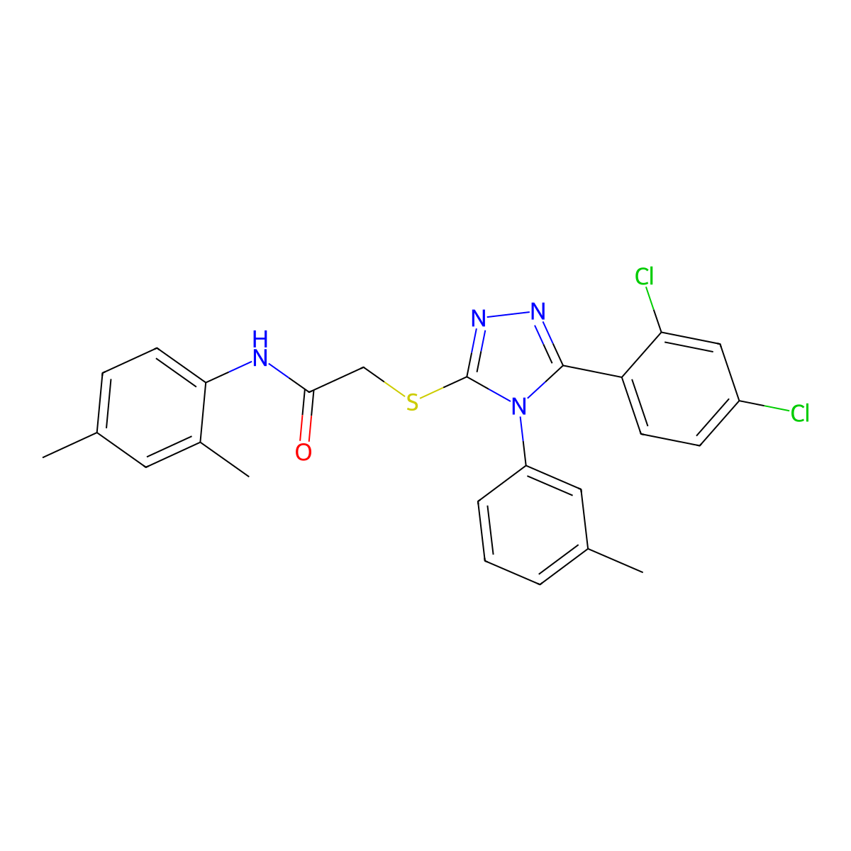 2-{[5-(2,4-dichlorophenyl)-4-(3-methylphenyl)-4H-1,2,4-triazol-3-yl]sulfanyl}-N-(2,4-dimethylphenyl)acetamide molecular structure, CAS 540775-90-4