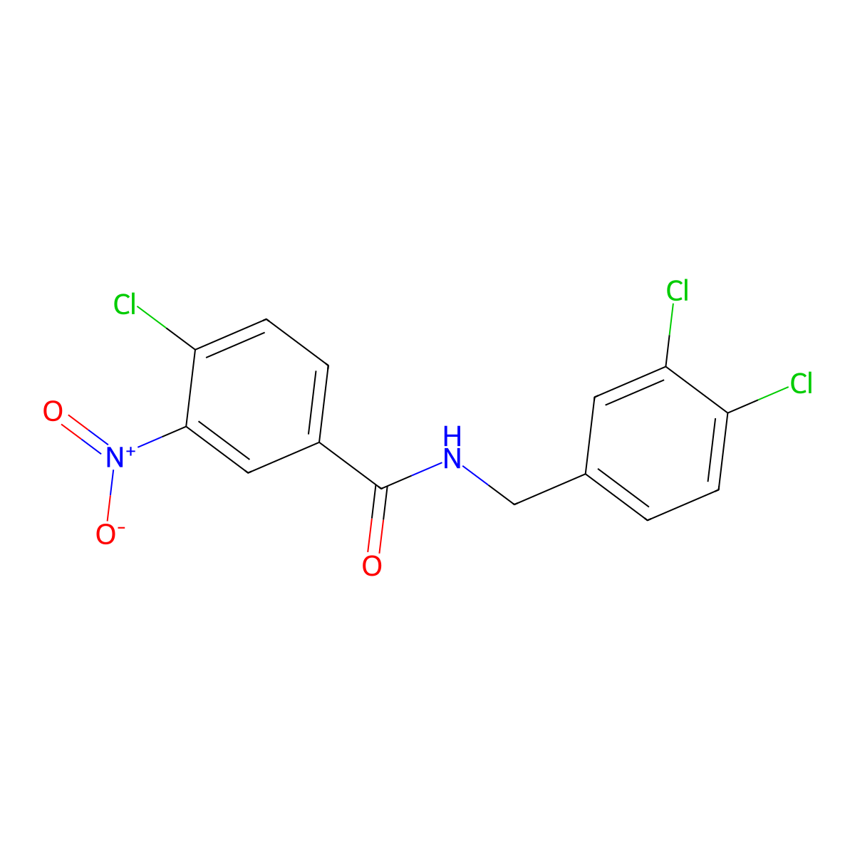 4-chloro-N-(3,4-dichlorobenzyl)-3-nitrobenzamide molecular structure, CAS 540788-62-3