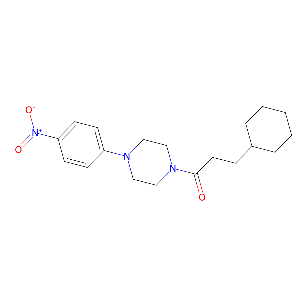 3-Cyclohexyl-1-[4-(4-nitrophenyl)piperazin-1-yl]propan-1-one molecular structure, CAS 540789-13-7