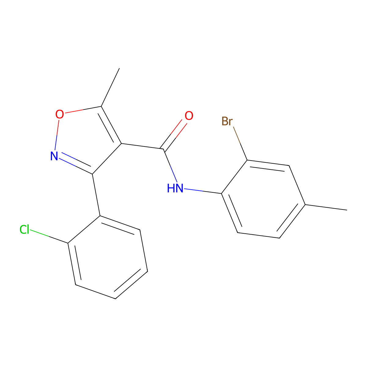 N-(2-bromo-4-methylphenyl)-3-(2-chlorophenyl)-5-methyl-1,2-oxazole-4-carboxamide molecular structure, CAS 540789-47-7