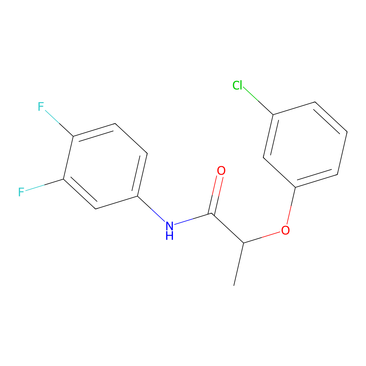 2-(3-chlorophenoxy)-N-(3,4-difluorophenyl)propanamide molecular structure, CAS 540789-62-6