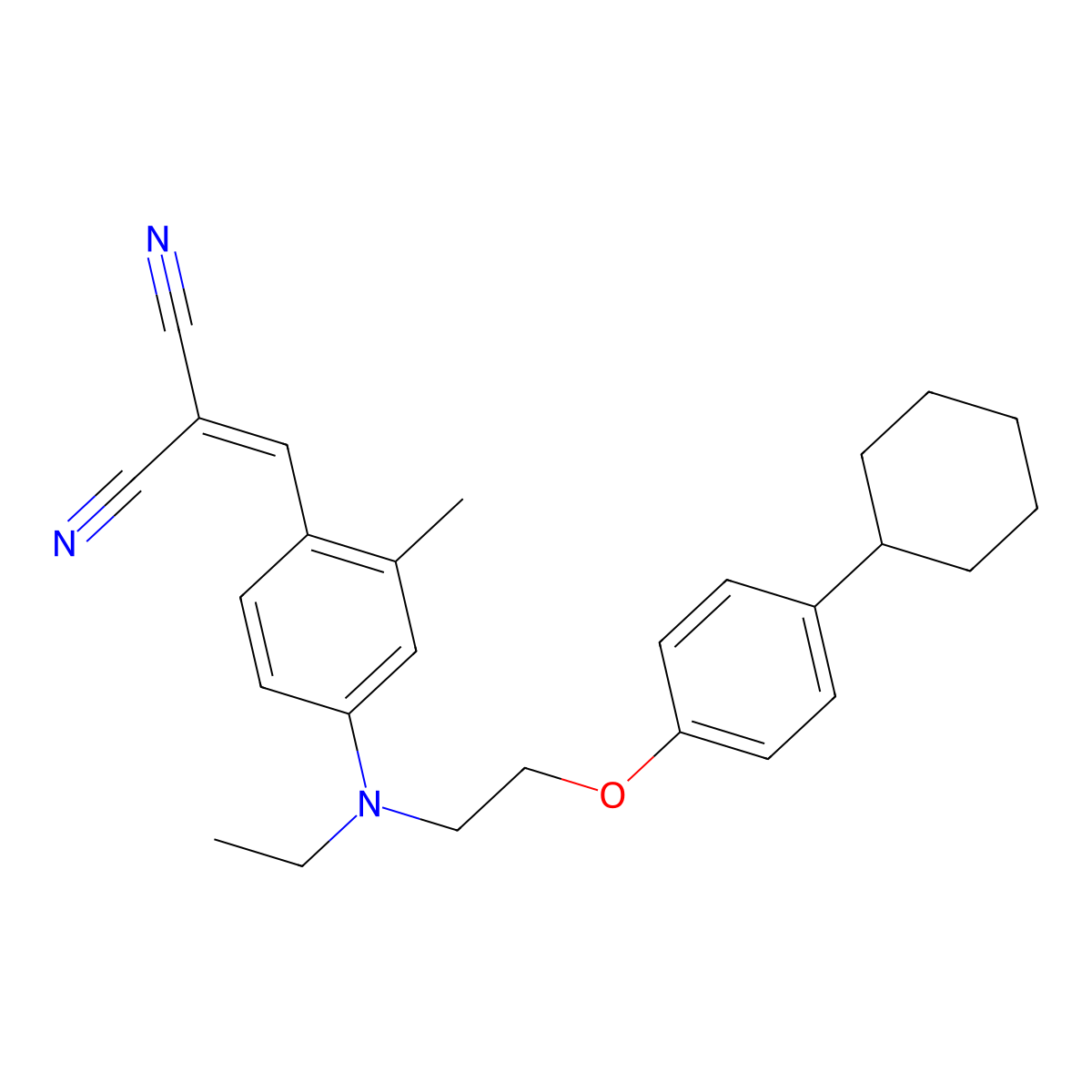 ((4-((2-(4-Cyclohexylphenoxy)ethyl)ethylamino)-2-methylphenyl)methylene)malononitrile molecular structure, CAS 54079-53-7