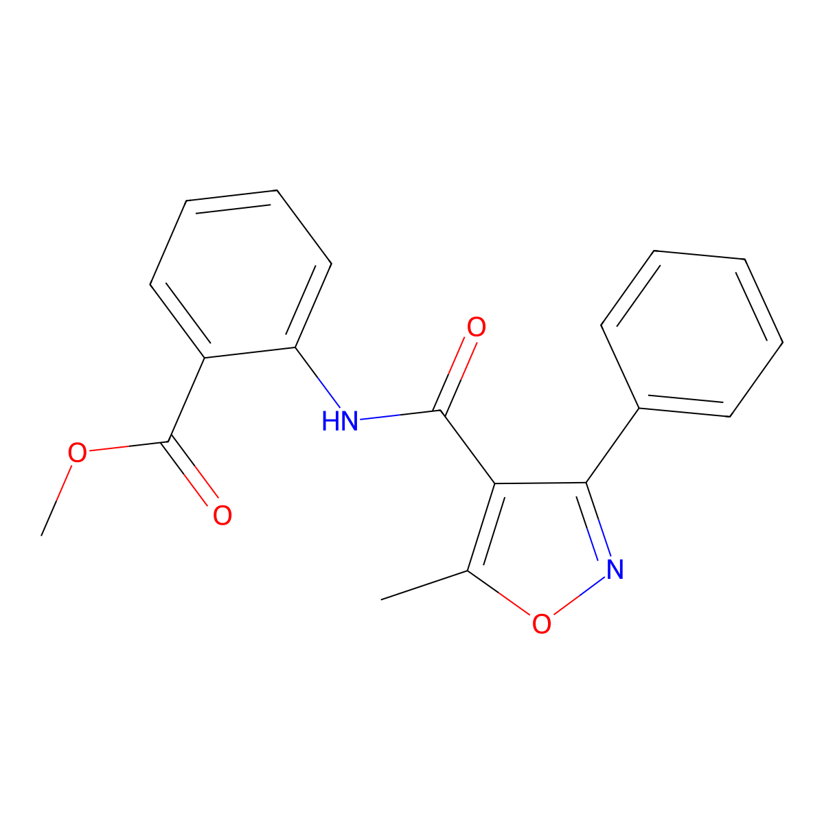 Methyl 2-[(5-methyl-3-phenylisoxazol-4-yl)carbonylamino]benzoate molecular structure, CAS 540790-05-4