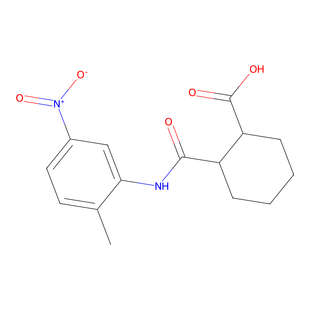 2-((2-Methyl-5-nitrophenyl)carbamoyl)cyclohexane-1-carboxylic acid molecular structure, CAS 540790-77-0