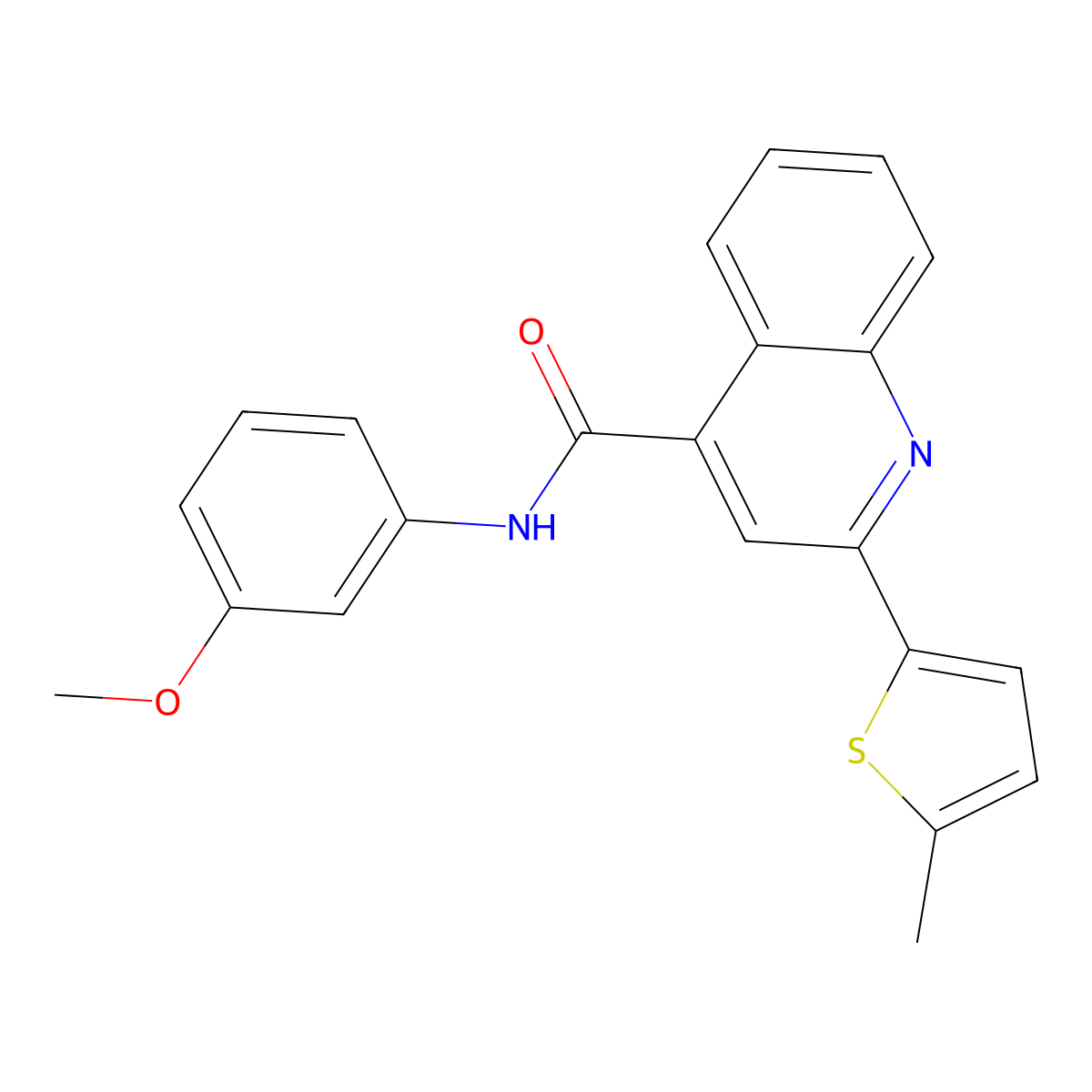 N-(3-methoxyphenyl)-2-(5-methylthiophen-2-yl)quinoline-4-carboxamide molecular structure, CAS 540790-84-9