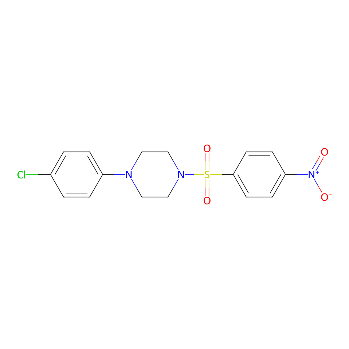 1-(4-Chlorophenyl)-4-(4-nitrophenyl)sulfonylpiperazine molecular structure, CAS 540791-41-1