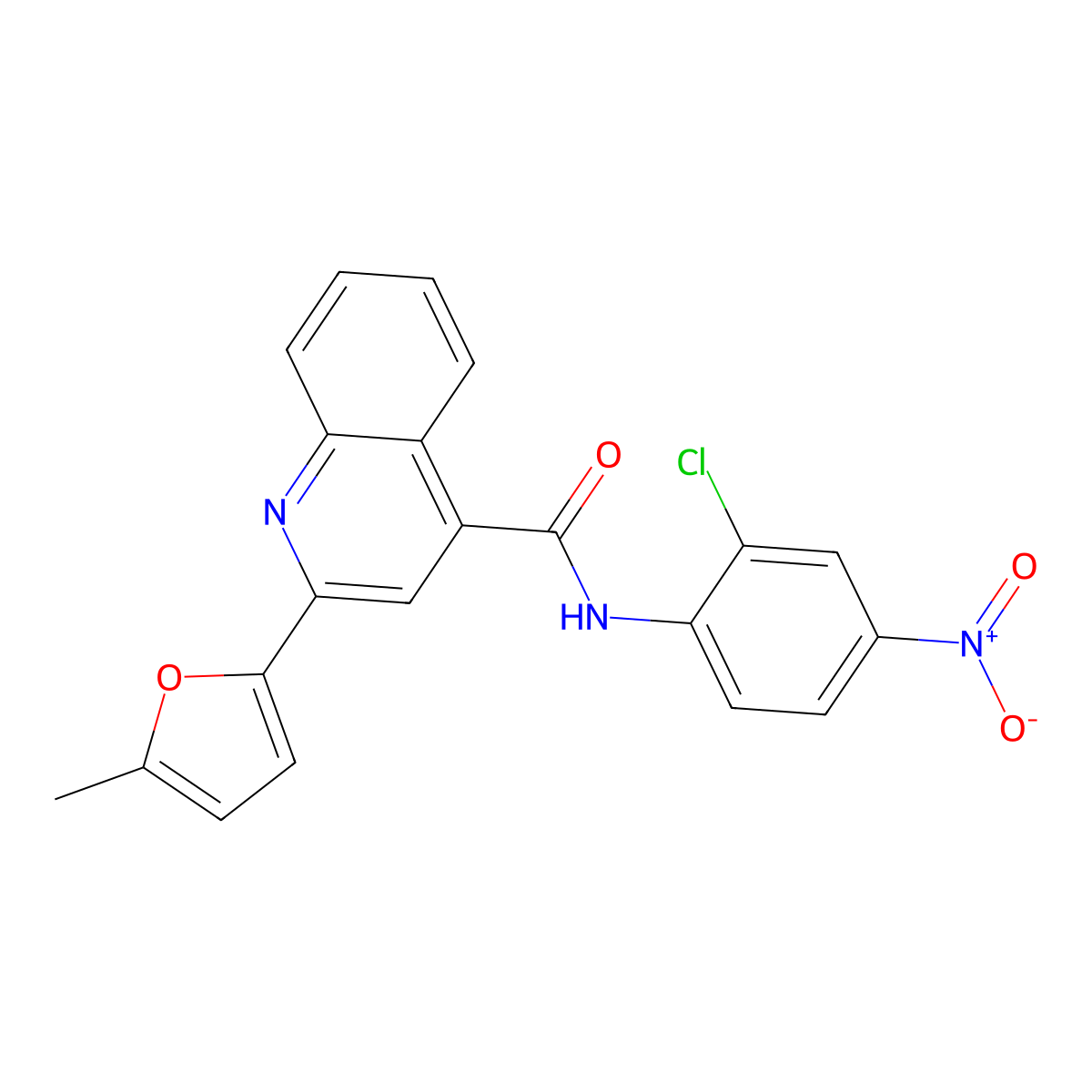 N-(2-chloro-4-nitrophenyl)-2-(5-methylfuran-2-yl)quinoline-4-carboxamide molecular structure, CAS 540791-95-5