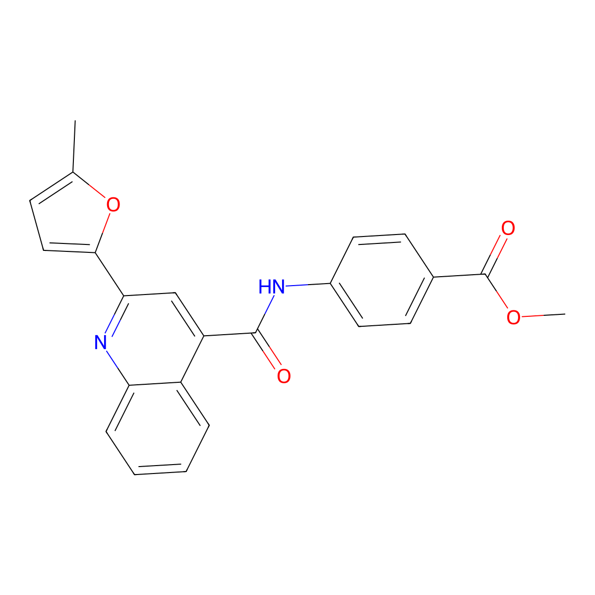 Methyl 4-[[2-(5-methylfuran-2-yl)quinoline-4-carbonyl]amino]benzoate molecular structure, CAS 540792-36-7