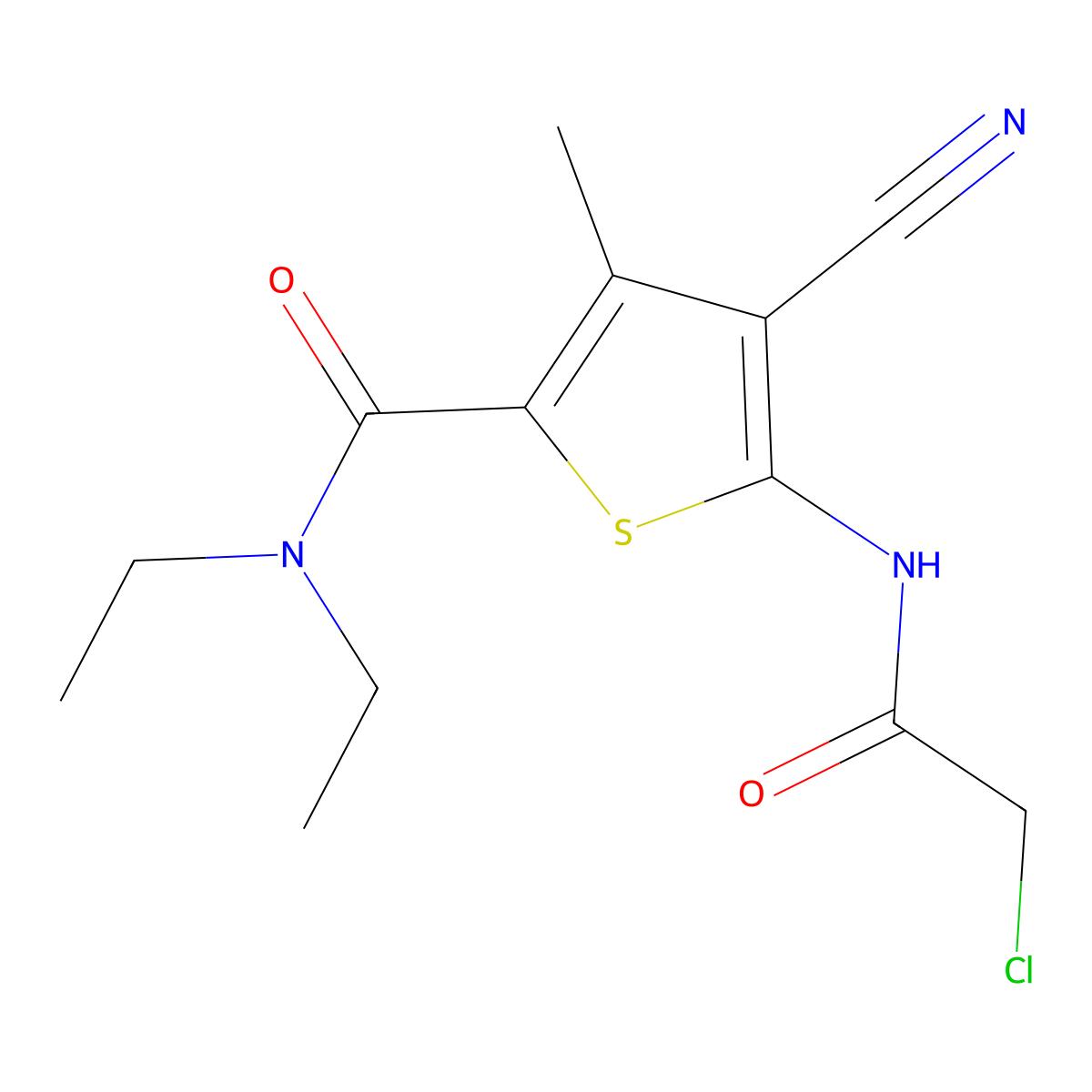 5-[(chloroacetyl)amino]-4-cyano-N,N-diethyl-3-methylthiophene-2-carboxamide molecular structure, CAS 540793-27-9