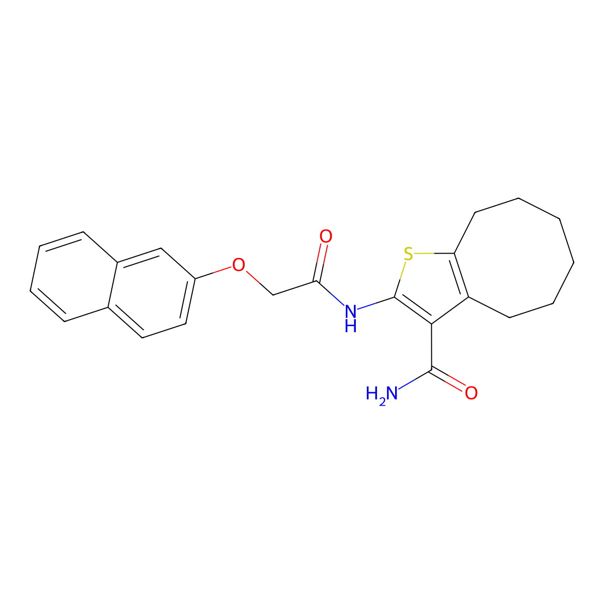 2-[(2-Naphthalen-2-yloxyacetyl)amino]-4,5,6,7,8,9-hexahydrocycloocta[b]thiophene-3-carboxamide molecular structure, CAS 540793-67-7