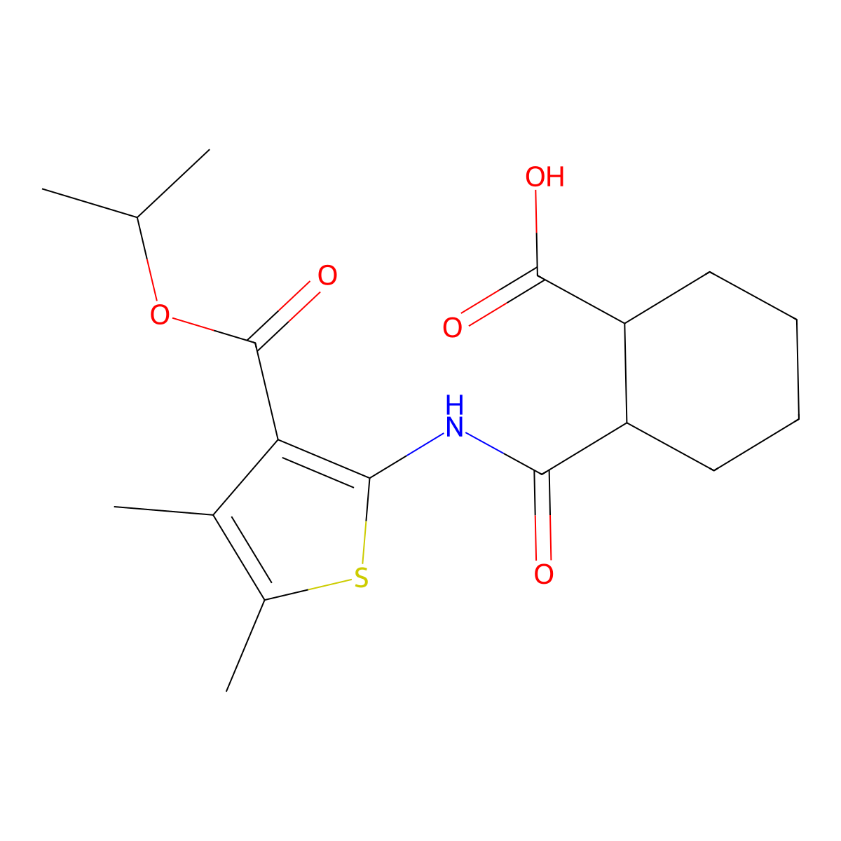 2-({4,5-Dimethyl-3-[(propan-2-yloxy)carbonyl]thiophen-2-yl}carbamoyl)cyclohexanecarboxylic acid molecular structure, CAS 540793-96-2
