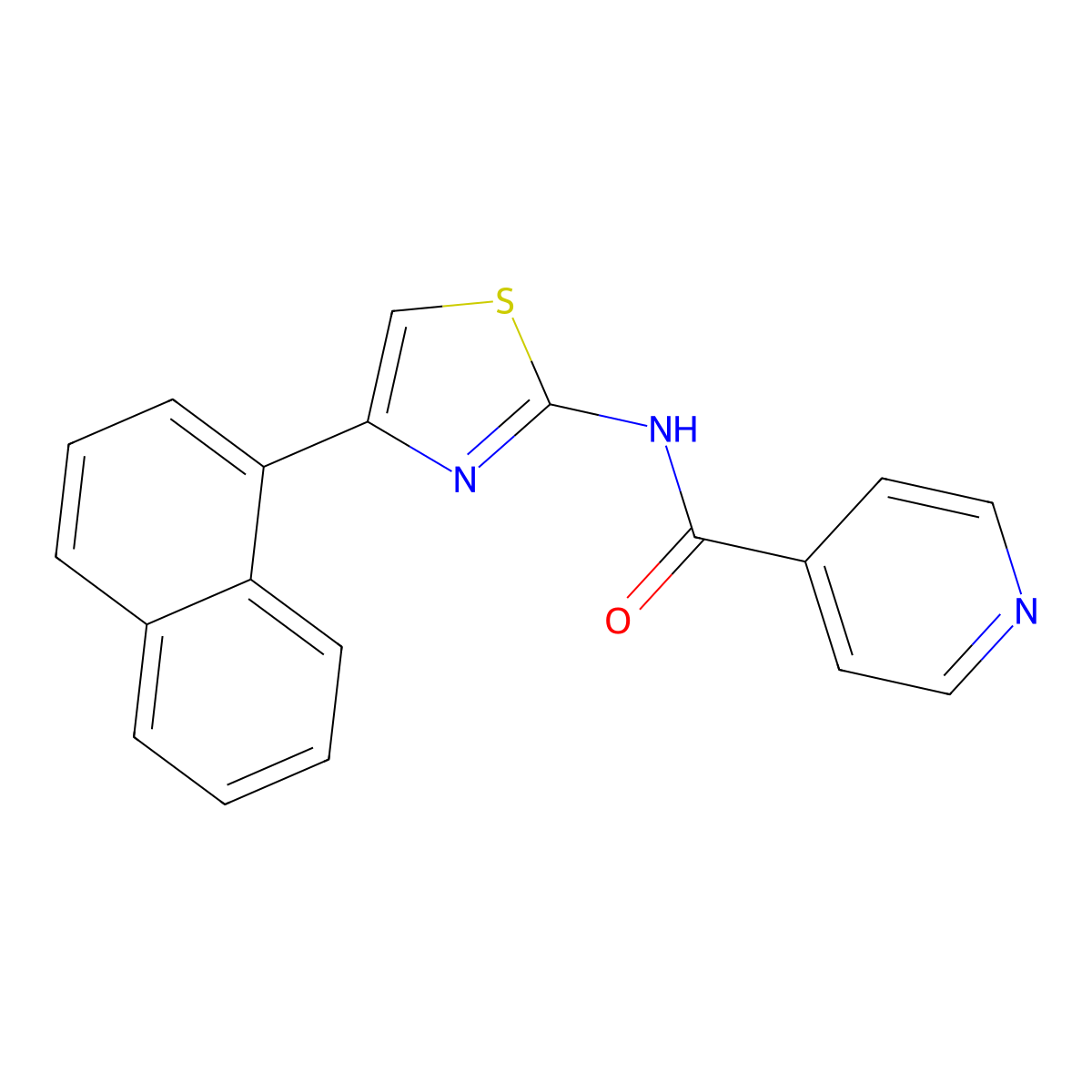 N-(4-naphthalen-1-yl-1,3-thiazol-2-yl)pyridine-4-carboxamide molecular structure, CAS 540799-17-5