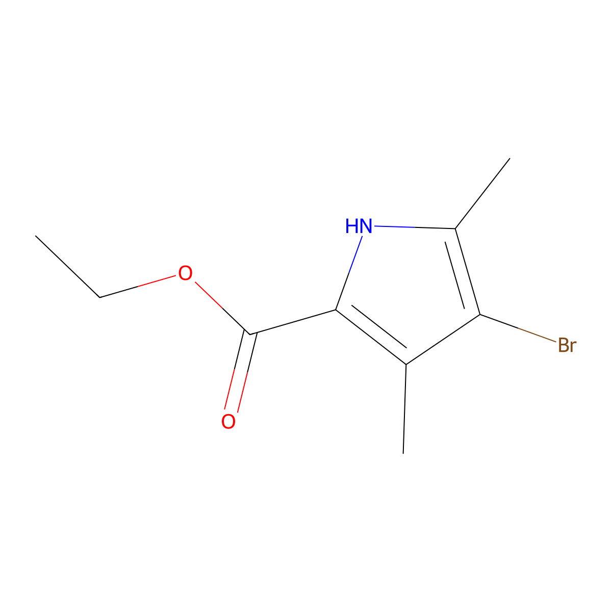ethyl 4-bromo-3,5-dimethyl-1H-pyrrole-2-carboxylate molecular structure, CAS 5408-07-1