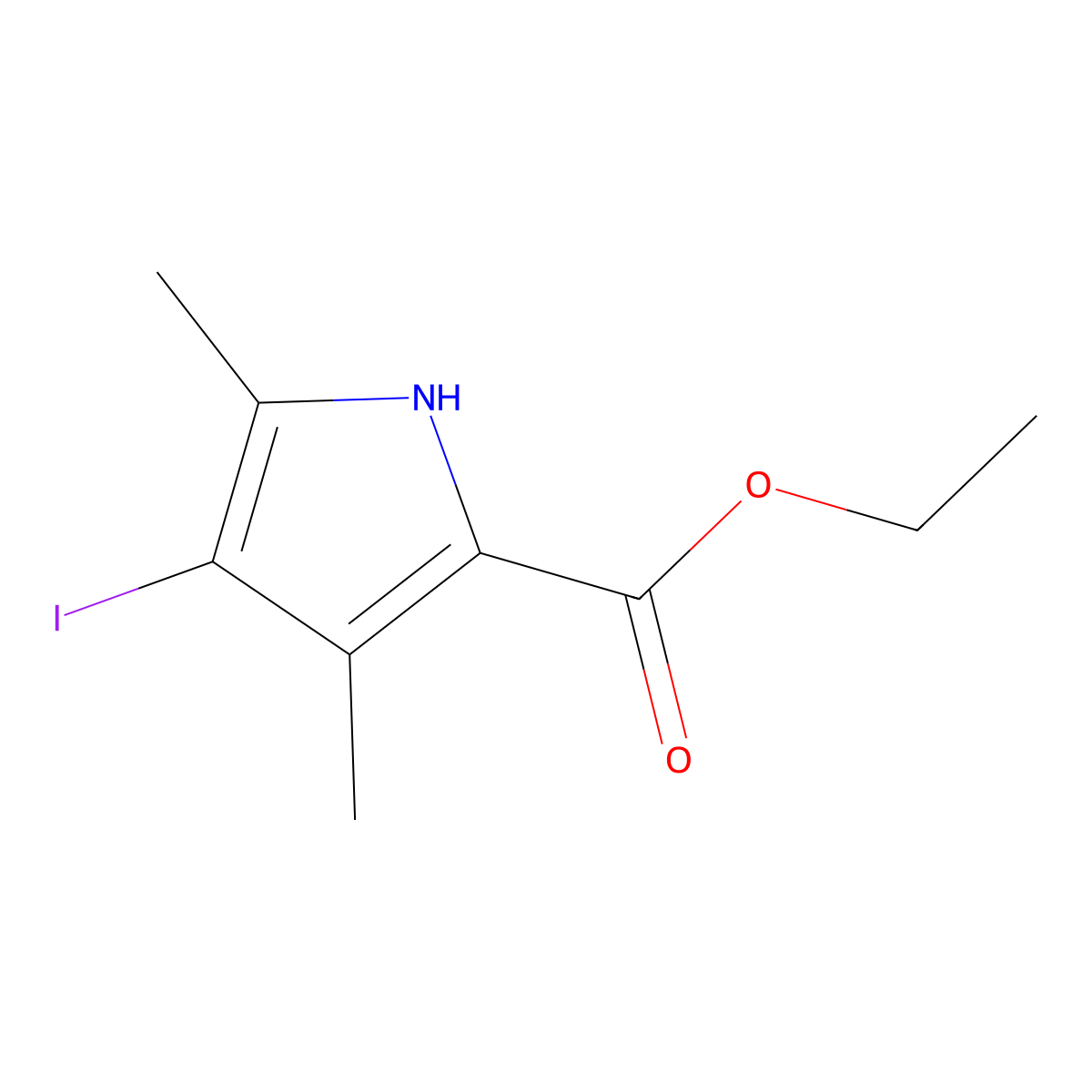 Ethyl 4-iodo-3,5-dimethyl-1h-pyrrole-2-carboxylate molecular structure, CAS 5408-08-2