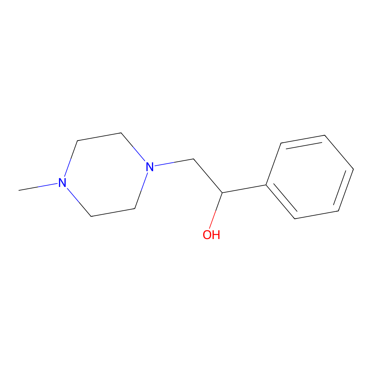 2-(4-Methyl-piperazin-1-yl)-1-phenyl-ethanol molecular structure, CAS 5408-15-1